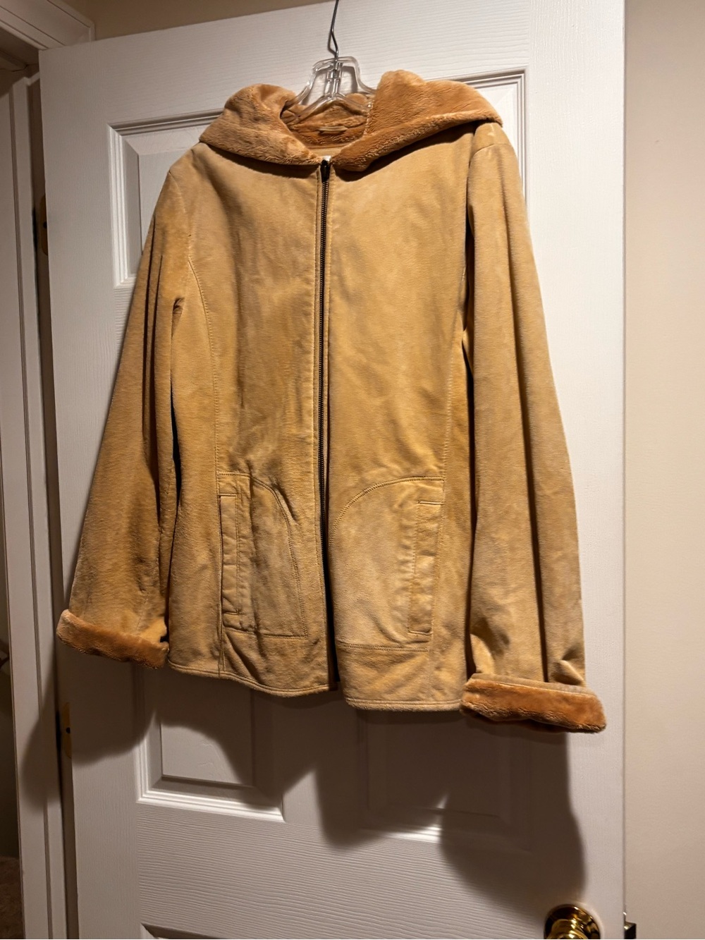 Tan Suede Hooded Jacket